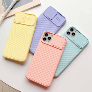 Candy Color Slide Camera Lens Protection Soft Case for iPhone 12 Pro Max/12 Pro/12/12 Mini/SE/11 Pro Max/11 Pro/11/XS Max/XR/XS/X/8 Plus/8 - halloladies