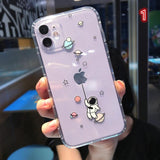 Cartoon Astronaut Planet Soft Clear Phone Case Back Cover for iPhone 12 Pro Max/12 Pro/12/12 Mini/SE/11 Pro Max/11 Pro/11/XS Max/XR/XS/X/8 Plus/8 - halloladies