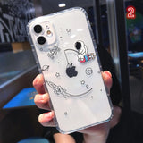 Cartoon Astronaut Planet Soft Clear Phone Case Back Cover for iPhone 12 Pro Max/12 Pro/12/12 Mini/SE/11 Pro Max/11 Pro/11/XS Max/XR/XS/X/8 Plus/8 - halloladies