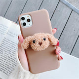 Cartoon Plush Teddy Dog Folding Stand Holder Soft Phone Case Back Cover for iPhone 12 Pro Max/12 Pro/12/12 Mini/SE/11 Pro Max/11 Pro/11/XS Max/XR/XS/X/8 Plus/8 - halloladies