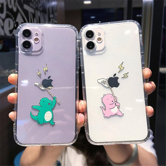 Cartoon Transparent Dinosaur Soft Phone Case Back Cover for iPhone 12 Pro Max/12 Pro/12/12 Mini/SE/11 Pro Max/11 Pro/11/XS Max/XR/XS/X/8 Plus/8 - halloladies