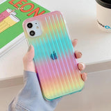 Colorful Gradient Laser Suitcase Transparent Soft Phone Case Back Cover for iPhone 12 Pro Max/12 Pro/12/12 Mini/SE/11 Pro Max/11 Pro/11/XS Max/XR/XS/X/8 Plus/8 - halloladies