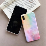 Colorful Rainbow Soft Marble Silicone Phone Case Back Cover for iPhone 12 Pro Max/12 Pro/12/12 Mini/SE/11 Pro Max/11 Pro/11/XS Max/XR/XS/X/8 Plus/8 - halloladies