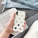 Cute Golden Polka Dots Soft TPU Phone Case Back Cover - iPhone XS Max/XR/XS/X/8 Plus/8/7 Plus/7/6s Plus/6s/6 Plus/6 - halloladies