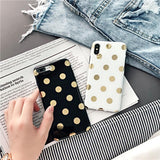 Cute Golden Polka Dots Soft TPU Phone Case Back Cover - iPhone XS Max/XR/XS/X/8 Plus/8/7 Plus/7/6s Plus/6s/6 Plus/6 - halloladies