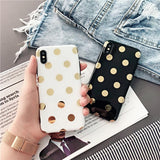 Cute Golden Polka Dots Soft TPU Phone Case Back Cover - iPhone XS Max/XR/XS/X/8 Plus/8/7 Plus/7/6s Plus/6s/6 Plus/6 - halloladies