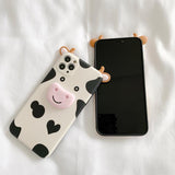 Cute 3D Cow Silicone Soft Phone Case Back Cover  for iPhone 12 Pro Max/12 Pro/12/12 Mini/SE/11 Pro Max/11 Pro/11/XS Max/XR/XS/X/8 Plus/8