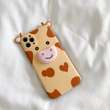 Cute 3D Cow Silicone Soft Phone Case Back Cover  for iPhone 12 Pro Max/12 Pro/12/12 Mini/SE/11 Pro Max/11 Pro/11/XS Max/XR/XS/X/8 Plus/8