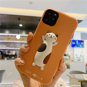 Cute 3D Kitten Cat Fish Soft Silicone Phone Case Back Cover for iPhone 12 Pro Max/12 Pro/12/12 Mini/SE/11 Pro Max/11 Pro/11/XS Max/XR/XS/X/8 Plus/8 - halloladies