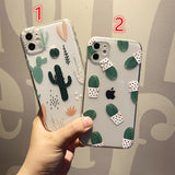 Cute Phone Cases - Cactus Transparent Soft Back Cover for iPhone 12 Pro Max/12 Pro/12/12 Mini/11 Pro Max/11 Pro/11/XS Max/XR/XS/X/8 Plus/8/7 Plus/7 - halloladies