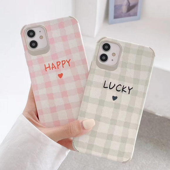 Cute Cartoon Letter Grid Soft Phone Case Back Cover for iPhone 12 Pro Max/12 Pro/12/12 Mini/SE/11 Pro Max/11 Pro/11/XS Max/XR/XS/X/8 Plus/8 - halloladies