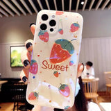 Cute Cartoons Stawberry Cherry Flower Soft Phone Case for iPhone 13 Pro Max/13 Pro/13/13 Mini and More iPhone Models