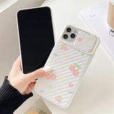 Cute Cherry Orange Soft Silicone Phone Case With Slide Camera Lens Protector Back Cover for iPhone 12 Pro Max/12 Pro/12/12 Mini/SE/11 Pro Max/11 Pro/11/XS Max/XR/XS/X/8 Plus/8 - halloladies