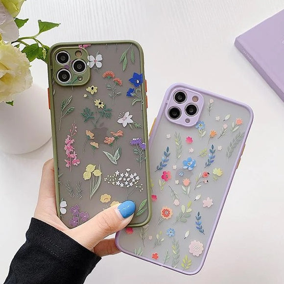 Cute Flower Camera Protector Matte Soft Phone Case for iPhone 12 Pro Max/12 Pro/12/12 Mini/SE/11 Pro Max/11 Pro/11/XS Max/XR/XS/X/8 Plus/8 - halloladies