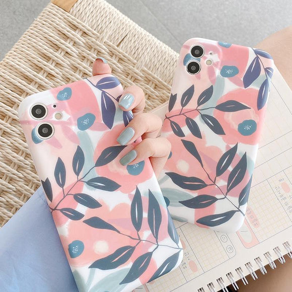 Cute Leaf Plant Soft Silicone Phone Case for iPhone 12 Pro Max/12 Pro/12/12 Mini/SE/11 Pro Max/11 Pro/11/XS Max/XR/XS/X/8 Plus/8 - halloladies