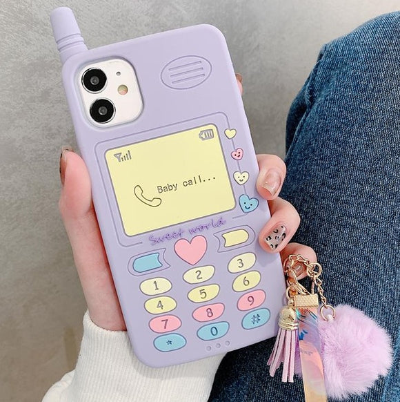 Cute Purple Keyboard Heart Silicone Phone Case