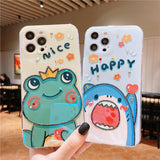 Cute Shark Frog with Rhinestone Couples Phone Case