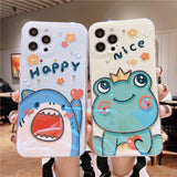 Cute Shark Frog with Rhinestone Couples iPhone Case