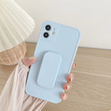 Cute Solid Macaron Color Bracket Phone Case with Stand for iPhone 12 Pro Max/12 Pro/12/12 Mini/SE/11 Pro Max/11 Pro/11/XS Max/XR/XS/X/8 Plus/8