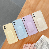 Cute Solid Macaron Color Bracket Phone Case with Stand for iPhone 12 Pro Max/12 Pro/12/12 Mini/SE/11 Pro Max/11 Pro/11/XS Max/XR/XS/X/8 Plus/8