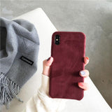 Fashion Corduroy Cloth Solid Color Phone Case Back Cover - iPhone XS Max/XR/XS/X/8 Plus/8/7 Plus/7/6s Plus/6s/6 Plus/6 - halloladies