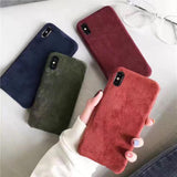 Fashion Corduroy Cloth Solid Color Phone Case Back Cover - iPhone XS Max/XR/XS/X/8 Plus/8/7 Plus/7/6s Plus/6s/6 Plus/6 - halloladies