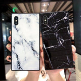 Fashion Square Glossy Marble Texture Phone Case Back Cover - iPhone XS Max/XR/XS/X/8 Plus/8/7 Plus/7/6s Plus/6s/6 Plus/6 - halloladies