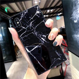 Fashion Square Glossy Marble Texture Phone Case Back Cover - iPhone XS Max/XR/XS/X/8 Plus/8/7 Plus/7/6s Plus/6s/6 Plus/6 - halloladies