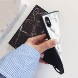 Fashion Square Glossy Marble Texture Phone Case Back Cover - iPhone XS Max/XR/XS/X/8 Plus/8/7 Plus/7/6s Plus/6s/6 Plus/6 - halloladies