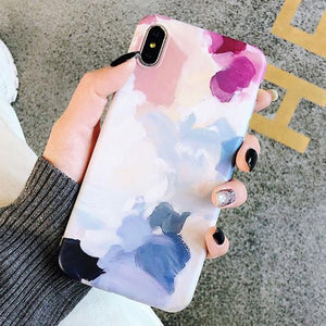 Watercolor Painting Scrub Soft TPU Phone Case Back Cover for iPhone XS Max/XR/XS/X/8 Plus/8/7 Plus/7/6s Plus/6s/6 Plus/6 - halloladies