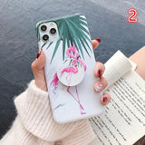 Flamingo Banana Leaf Folding Holder Soft Phone Case Back Cover for iPhone 12 Pro Max/12 Pro/12/12 Mini/SE/11 Pro Max/11 Pro/11/XS Max/XR/XS/X/8 Plus/8 - halloladies