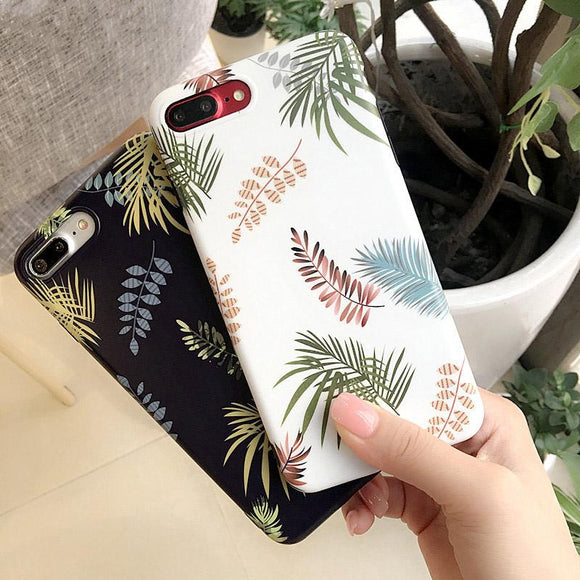 Leaf Flower TPU Matte Phone Case Back Cover - iPhone XS Max/XR/XS/X/8 Plus/8/7 Plus/7/6s Plus/6s/6 Plus/6 - halloladies