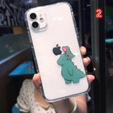 Funny Couples Dinosaur Transparent Soft Phone Case Back Cover for iPhone 12 Pro Max/12 Pro/12/12 Mini/SE/11 Pro Max/11 Pro/11/XS Max/XR/XS/X/8 Plus/8 - halloladies