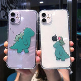 Funny Couples Dinosaur Transparent Soft Phone Case Back Cover for iPhone 12 Pro Max/12 Pro/12/12 Mini/SE/11 Pro Max/11 Pro/11/XS Max/XR/XS/X/8 Plus/8 - halloladies
