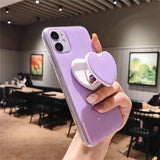 Glitter Love Heart Candy Color Stand Holder Soft Silicone Phone Case for iPhone 12 Pro Max/12 Pro/12/12 Mini/SE/11 Pro Max/11 Pro/11/XS Max/XR/XS/X/8 Plus/8 - halloladies