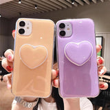 Glitter Love Heart Candy Color Stand Holder Soft Silicone Phone Case for iPhone 12 Pro Max/12 Pro/12/12 Mini/SE/11 Pro Max/11 Pro/11/XS Max/XR/XS/X/8 Plus/8 - halloladies