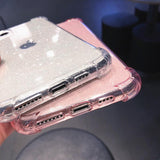 Glitter Transparent Bumber Soft Phone Case Back Cover for iPhone 12 Pro Max/12 Pro/12/12 Mini/SE/11 Pro Max/11 Pro/11/XS Max/XR/XS/X/8 Plus/8 - halloladies