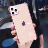 Glitter Transparent Bumber Soft Phone Case Back Cover for iPhone 12 Pro Max/12 Pro/12/12 Mini/SE/11 Pro Max/11 Pro/11/XS Max/XR/XS/X/8 Plus/8 - halloladies