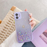 Gradient Glitter Foil Camera Lens Protector Acrylic Phone Casefor iPhone 12 Pro Max/12 Pro/12/12 Mini/SE/11 Pro Max/11 Pro/11/XS Max/XR/XS/X/8 Plus/8 - halloladies