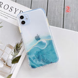 Gradient Marble Texture Clear Soft Phone Case Back Cover for iPhone 12 Pro Max/12 Pro/12/12 Mini/SE/11 Pro Max/11 Pro/11/XS Max/XR/XS/X/8 Plus/8 - halloladies