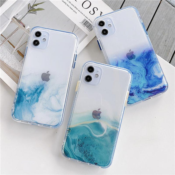 Gradient Marble Texture Clear Soft Phone Case Back Cover for iPhone 12 Pro Max/12 Pro/12/12 Mini/SE/11 Pro Max/11 Pro/11/XS Max/XR/XS/X/8 Plus/8 - halloladies