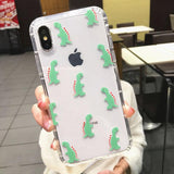 Lovely Cartoon Dinosaur Transparent Phone Case Back Cover - iPhone 11 Pro Max/11 Pro/11/XS Max/XS/XR/X/8 Plus/8/7 Plus/7/6s Plus/6s/6 Plus/6 - halloladies