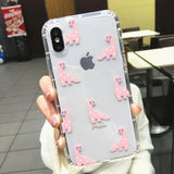 Lovely Cartoon Dinosaur Transparent Phone Case Back Cover - iPhone 11 Pro Max/11 Pro/11/XS Max/XS/XR/X/8 Plus/8/7 Plus/7/6s Plus/6s/6 Plus/6 - halloladies