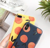 Retro Cartoon Fruit Orange Peach Phone Case Back Cover for iPhone XS Max/XR/XS/X/8 Plus/8/7 Plus/7/6s Plus/6s/6 Plus/6 - halloladies