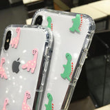 Lovely Cartoon Dinosaur Transparent Phone Case Back Cover - iPhone 11 Pro Max/11 Pro/11/XS Max/XS/XR/X/8 Plus/8/7 Plus/7/6s Plus/6s/6 Plus/6 - halloladies