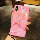 Laser Marble Silicone Phone Case Back Cover for iPhone XS Max/XR/XS/X/8 Plus/8/7 Plus/7/6s Plus/6s/6 Plus/6 - halloladies