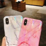 Laser Marble Silicone Phone Case Back Cover for iPhone XS Max/XR/XS/X/8 Plus/8/7 Plus/7/6s Plus/6s/6 Plus/6 - halloladies