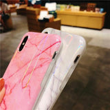 Laser Marble Silicone Phone Case Back Cover for iPhone XS Max/XR/XS/X/8 Plus/8/7 Plus/7/6s Plus/6s/6 Plus/6 - halloladies