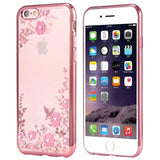 Floral Patterned Glitter Bling Phone Case Back Cover - iPhone XS Max/XR/XS/X/8 Plus/8/7 Plus/7/6s Plus/6s/6 Plus/6 - halloladies