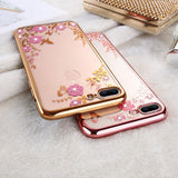 Floral Patterned Glitter Bling Phone Case Back Cover - iPhone XS Max/XR/XS/X/8 Plus/8/7 Plus/7/6s Plus/6s/6 Plus/6 - halloladies
